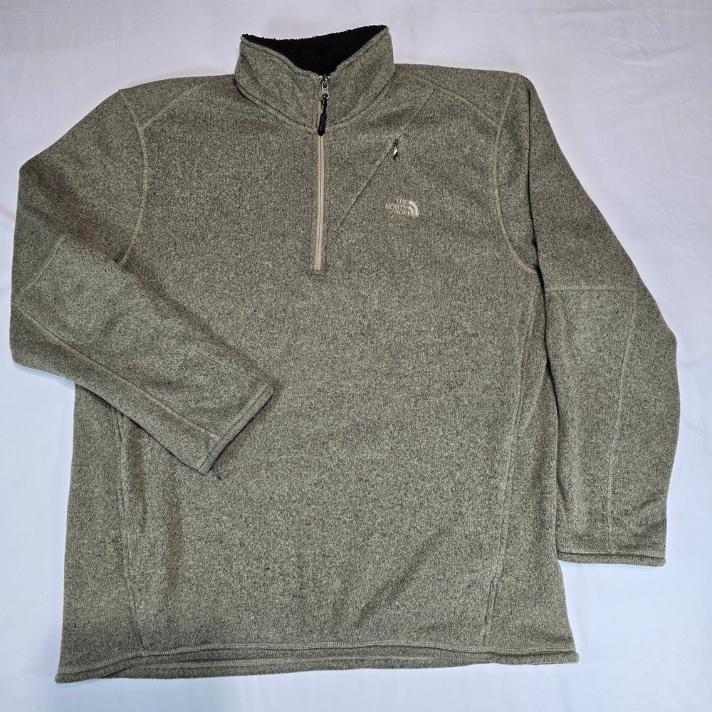 The North Face Mens Gordon Lyons 1/4 Zip Fleece Pullover Heather Green XXL